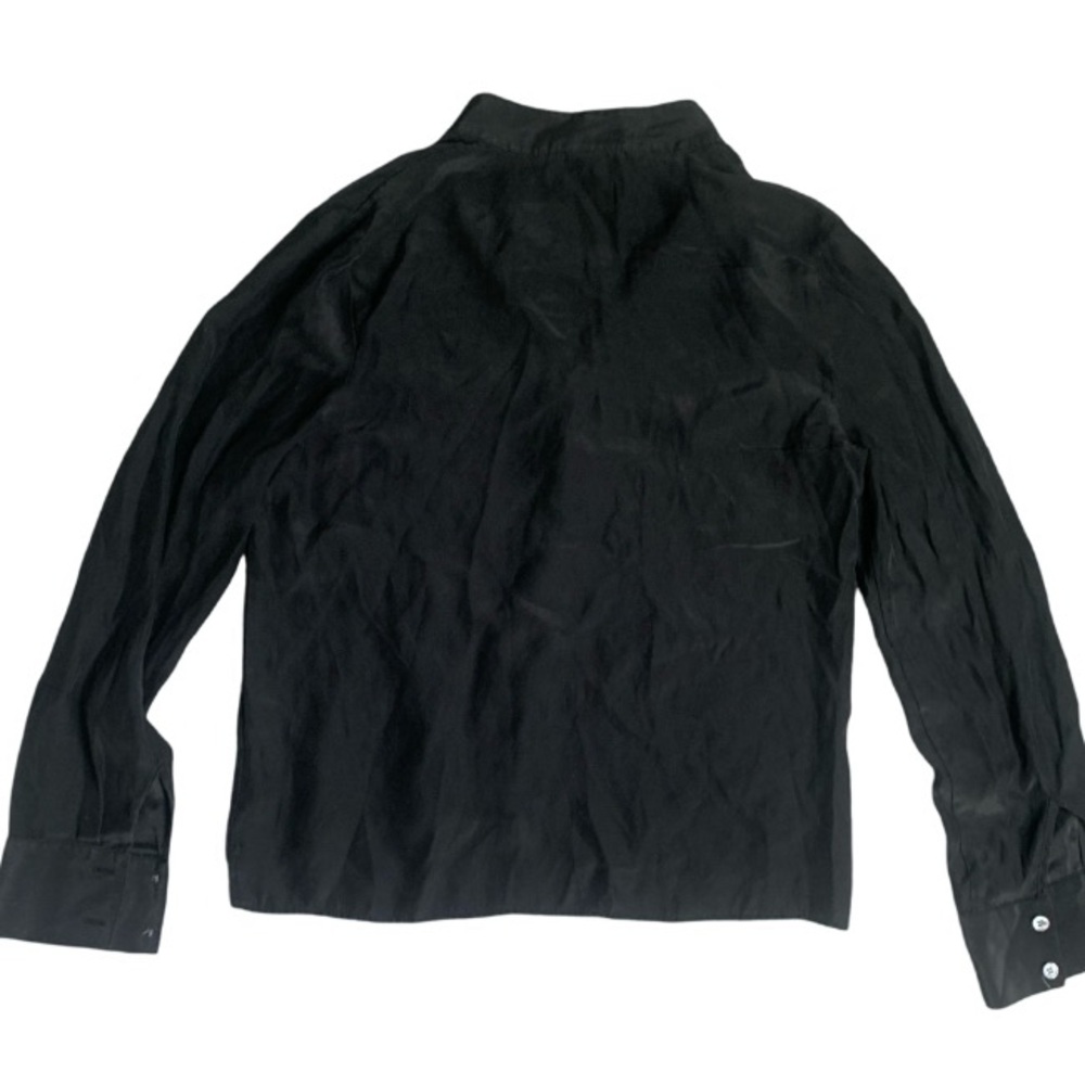 Frame Shirt Cravat Black Silk Minimalist Blouse Size S